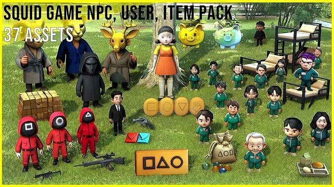 Squid Game User NPC Item Pack Low-poly 3D model