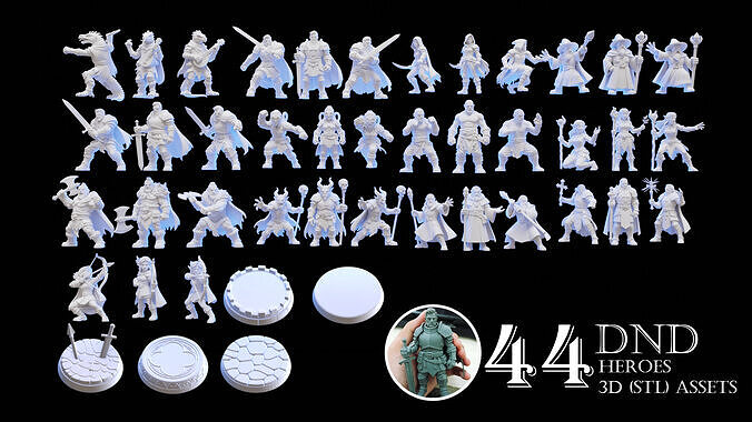44 DnD STL Miniatures Bundle Heroes Edition  3D print model