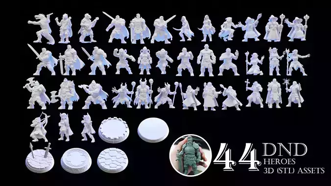 44 DnD STL Miniatures Bundle Heroes Edition 