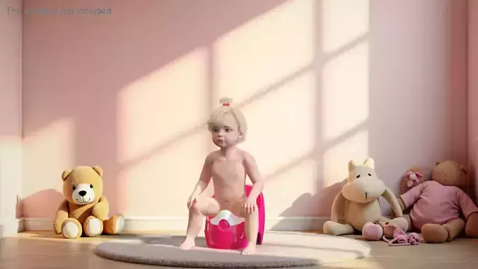 Toddler Girl on Potty 3D model