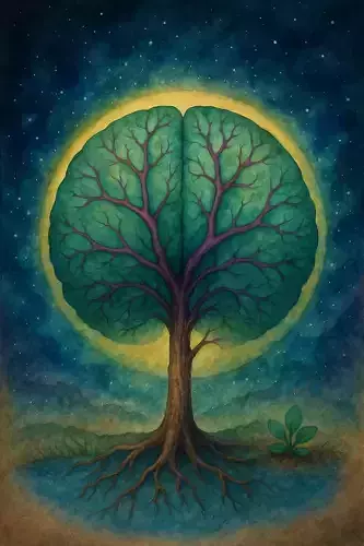 Tree of Thought  Surreal Watercolor Brain Tree Illustration 3D model