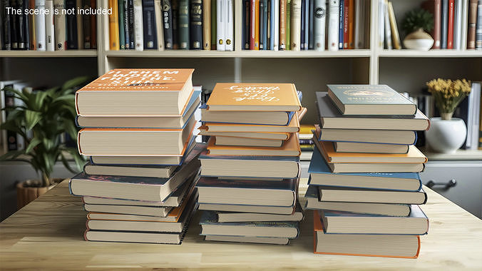 Modern Books Stack 3D model