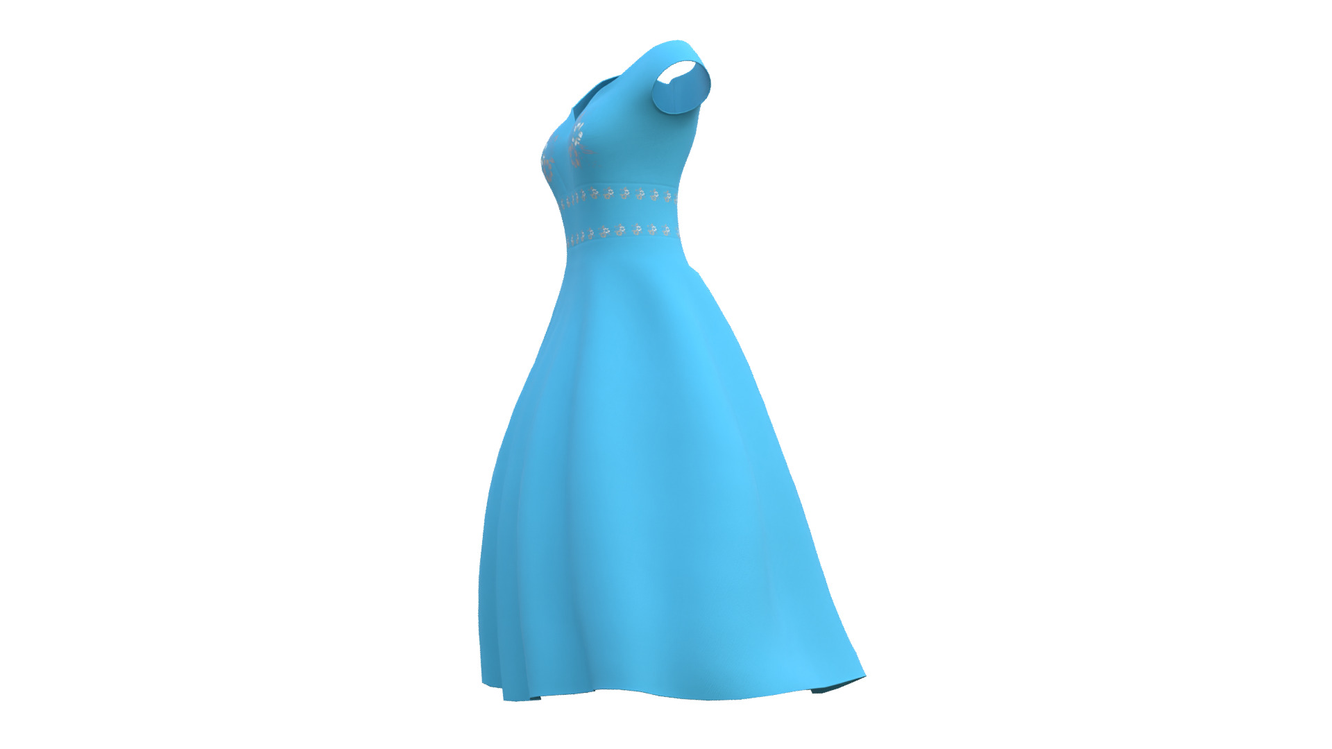 Low Poly Blue Vintage Dress Low-poly 3D model_39