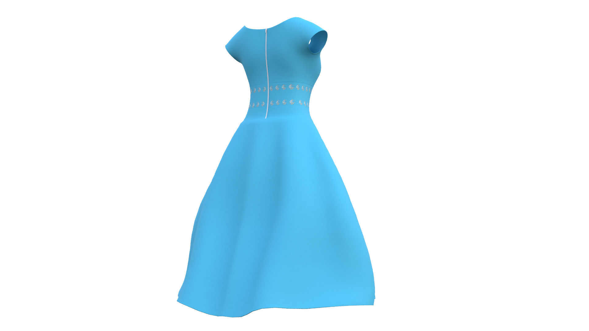 Low Poly Blue Vintage Dress Low-poly 3D model_25