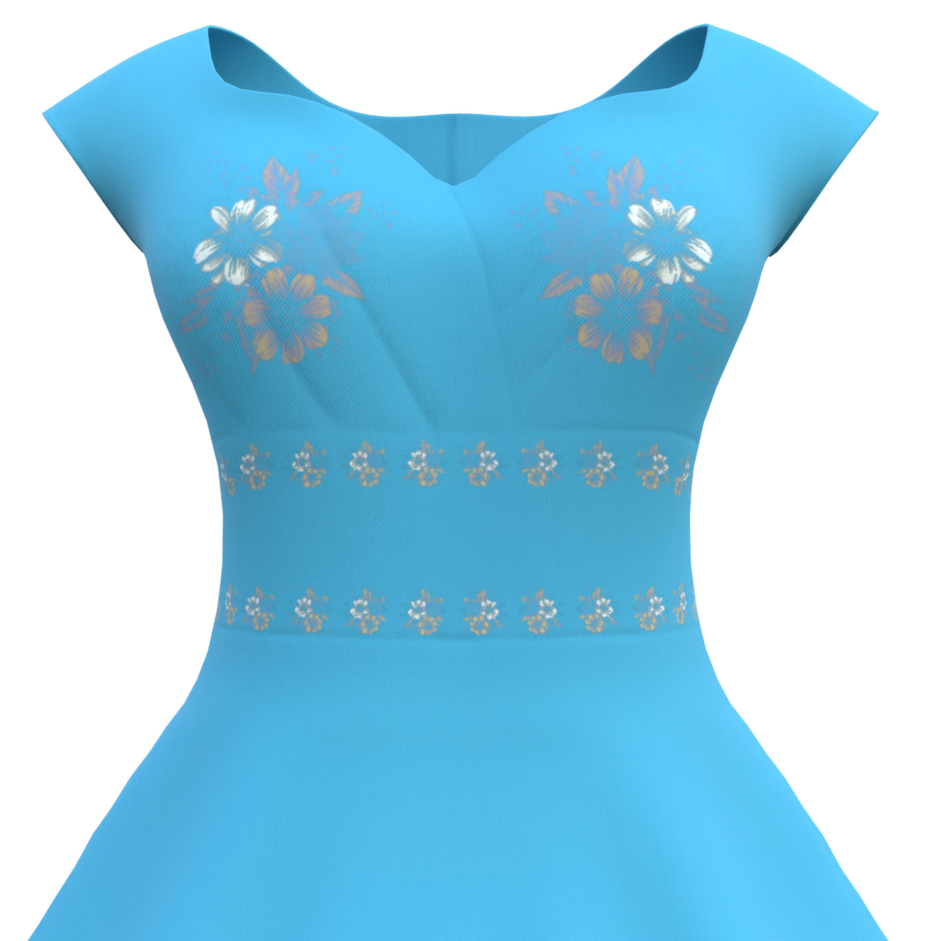 Low Poly Blue Vintage Dress Low-poly 3D model_5