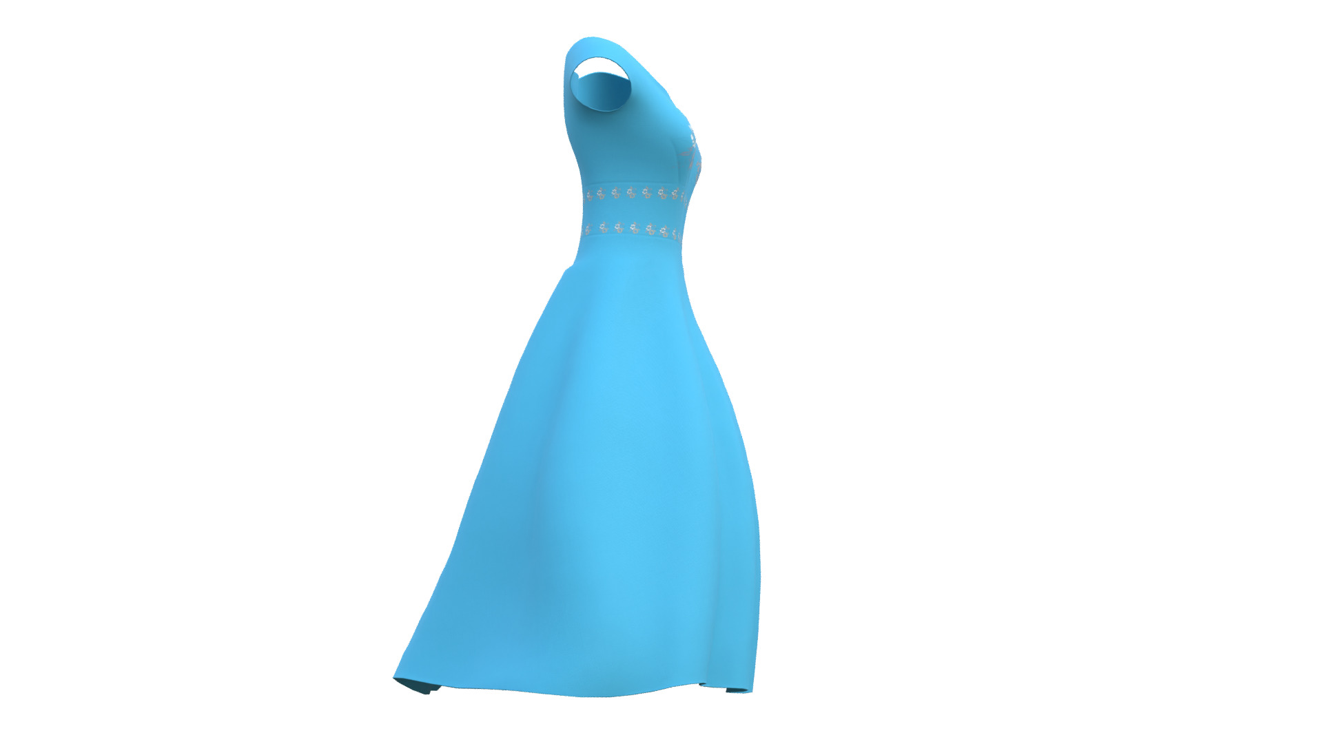 Low Poly Blue Vintage Dress Low-poly 3D model_19