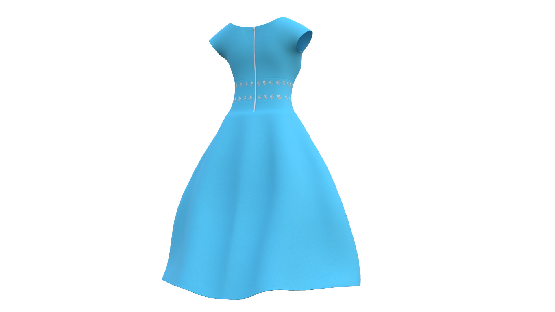 Low Poly Blue Vintage Dress Low-poly 3D model_26