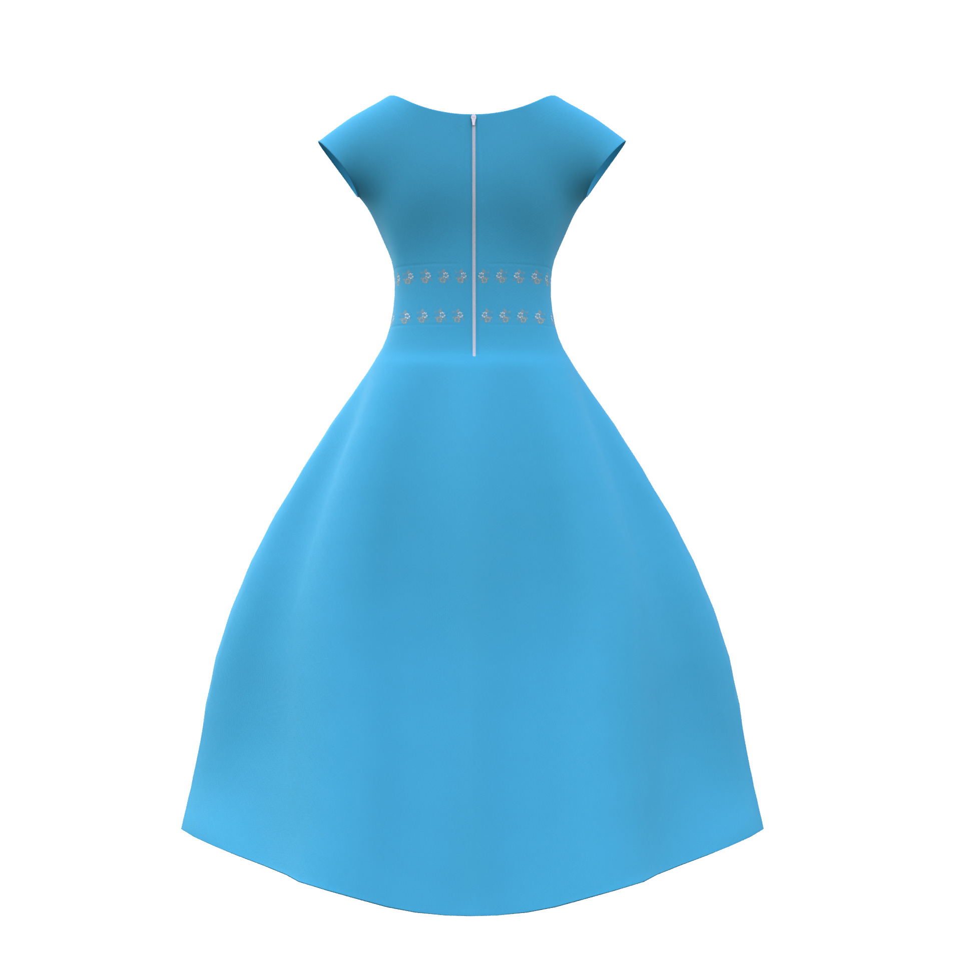 Low Poly Blue Vintage Dress Low-poly 3D model_4