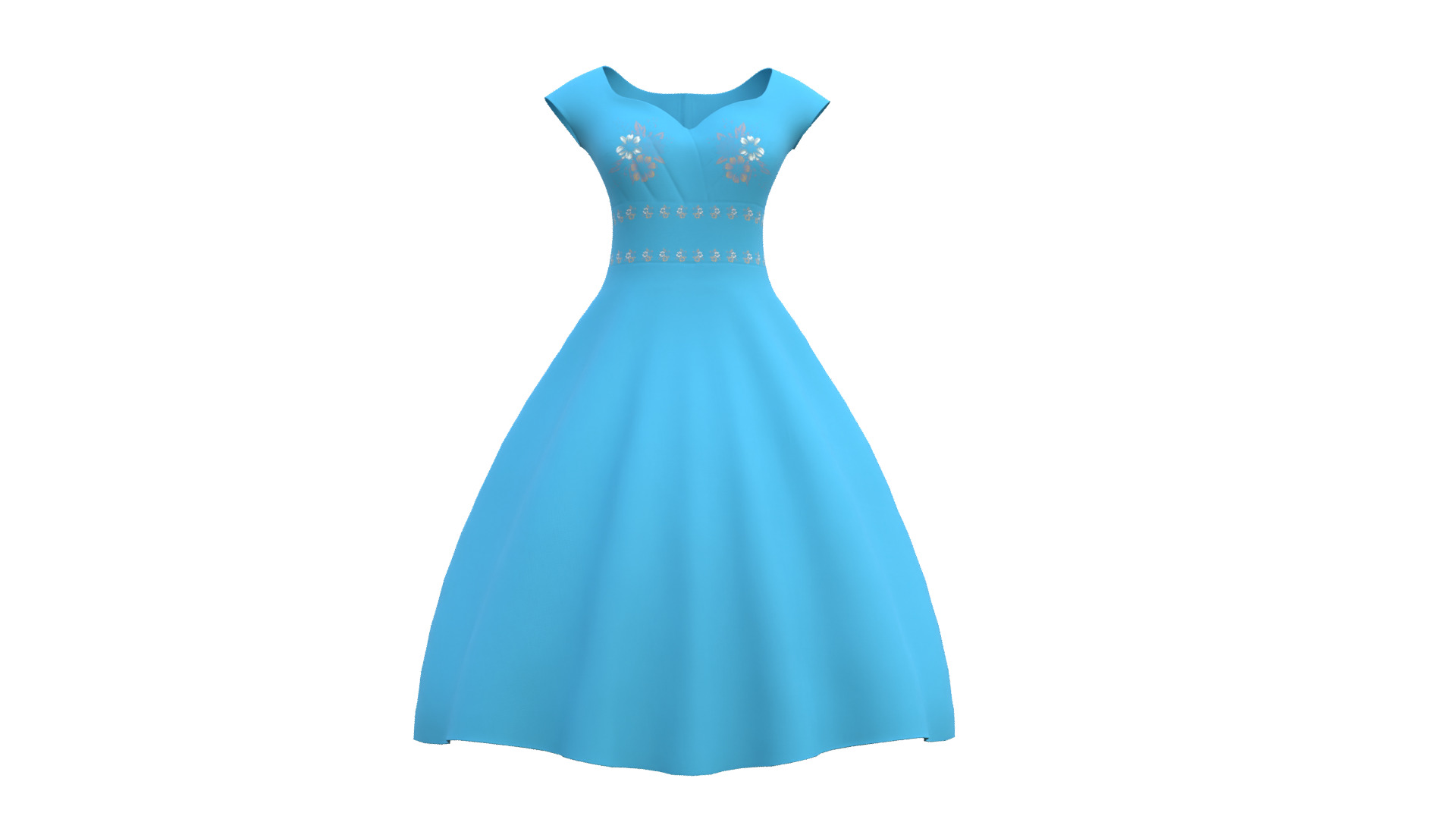 Low Poly Blue Vintage Dress Low-poly 3D model_46
