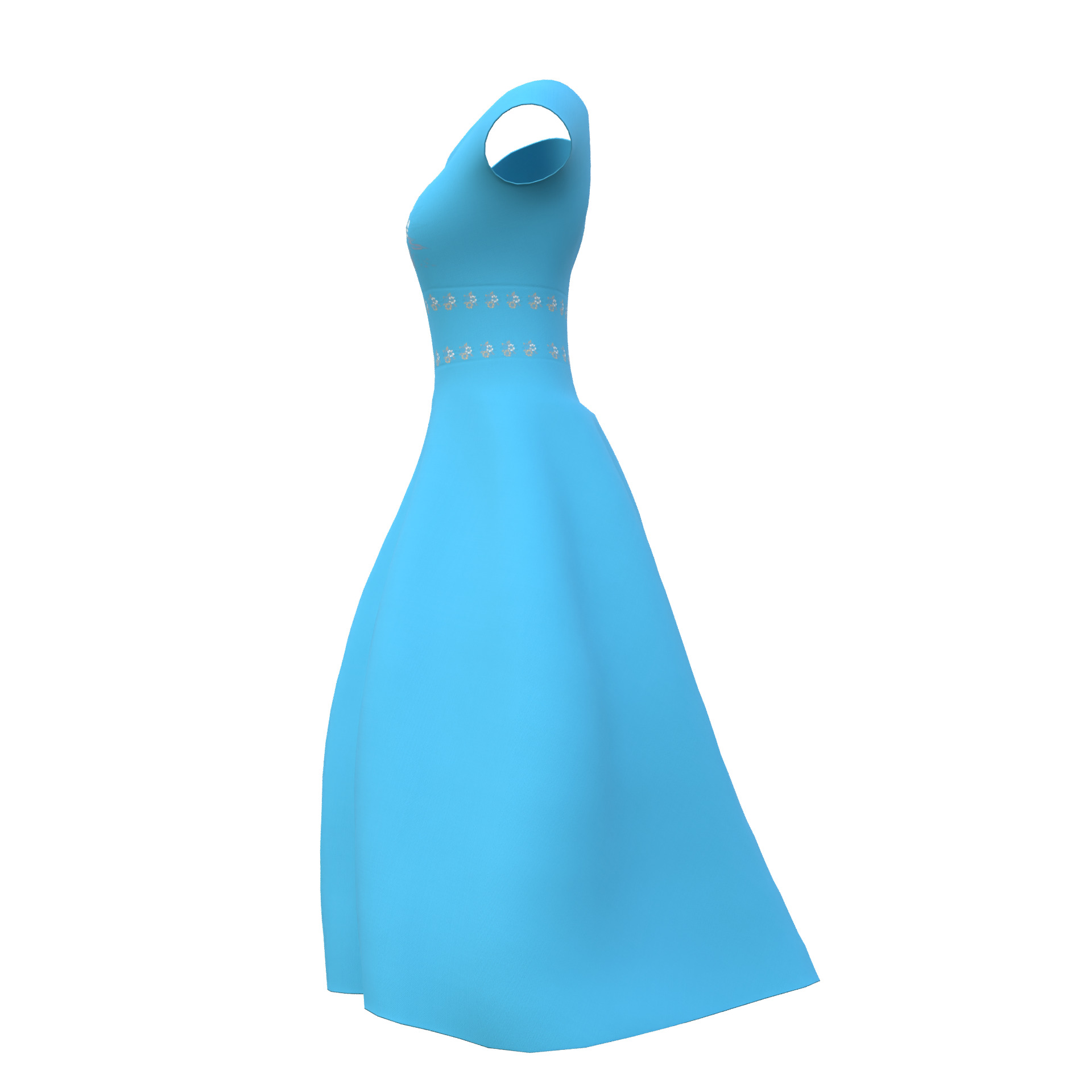 Low Poly Blue Vintage Dress Low-poly 3D model_3