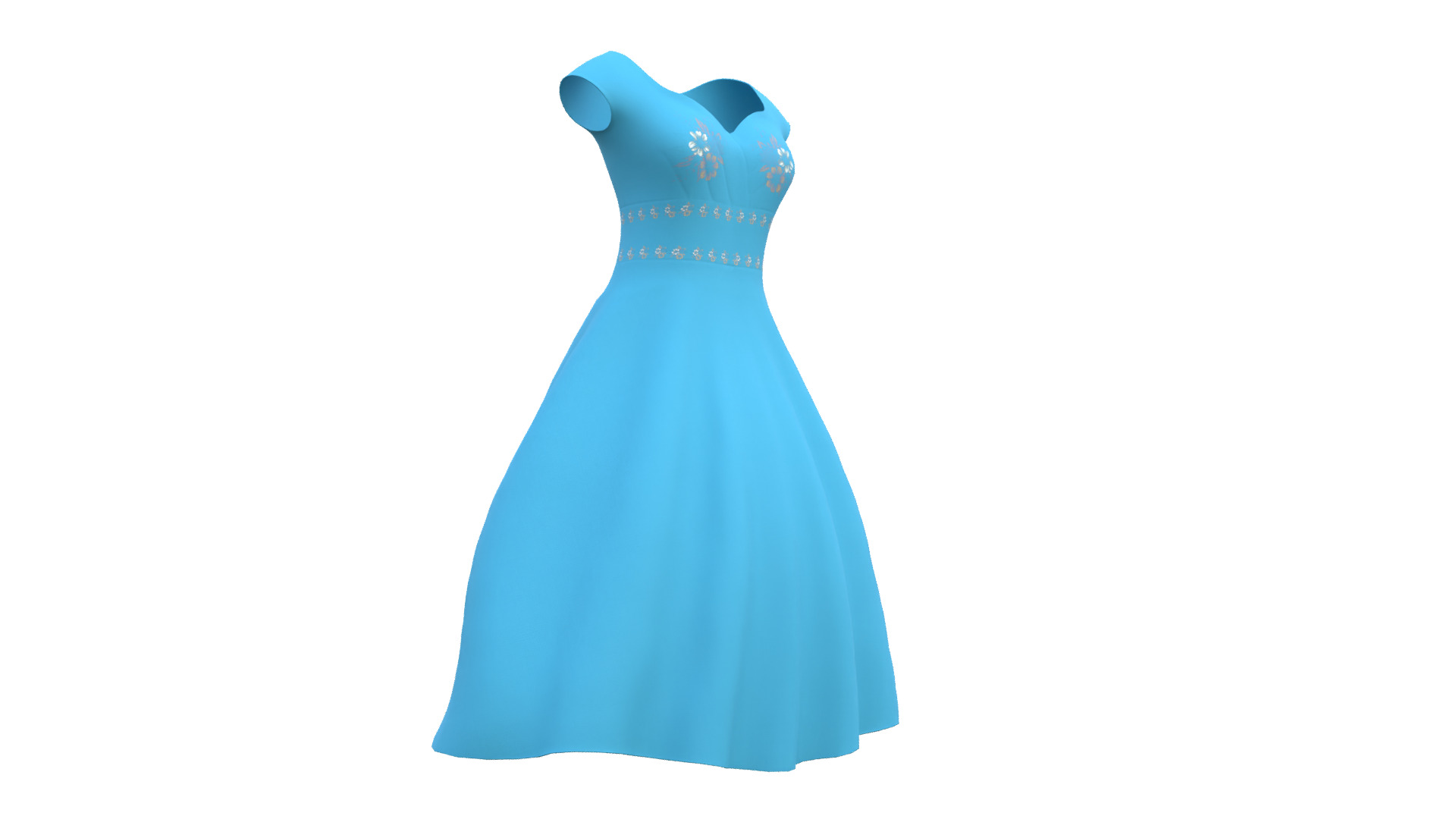 Low Poly Blue Vintage Dress Low-poly 3D model_15