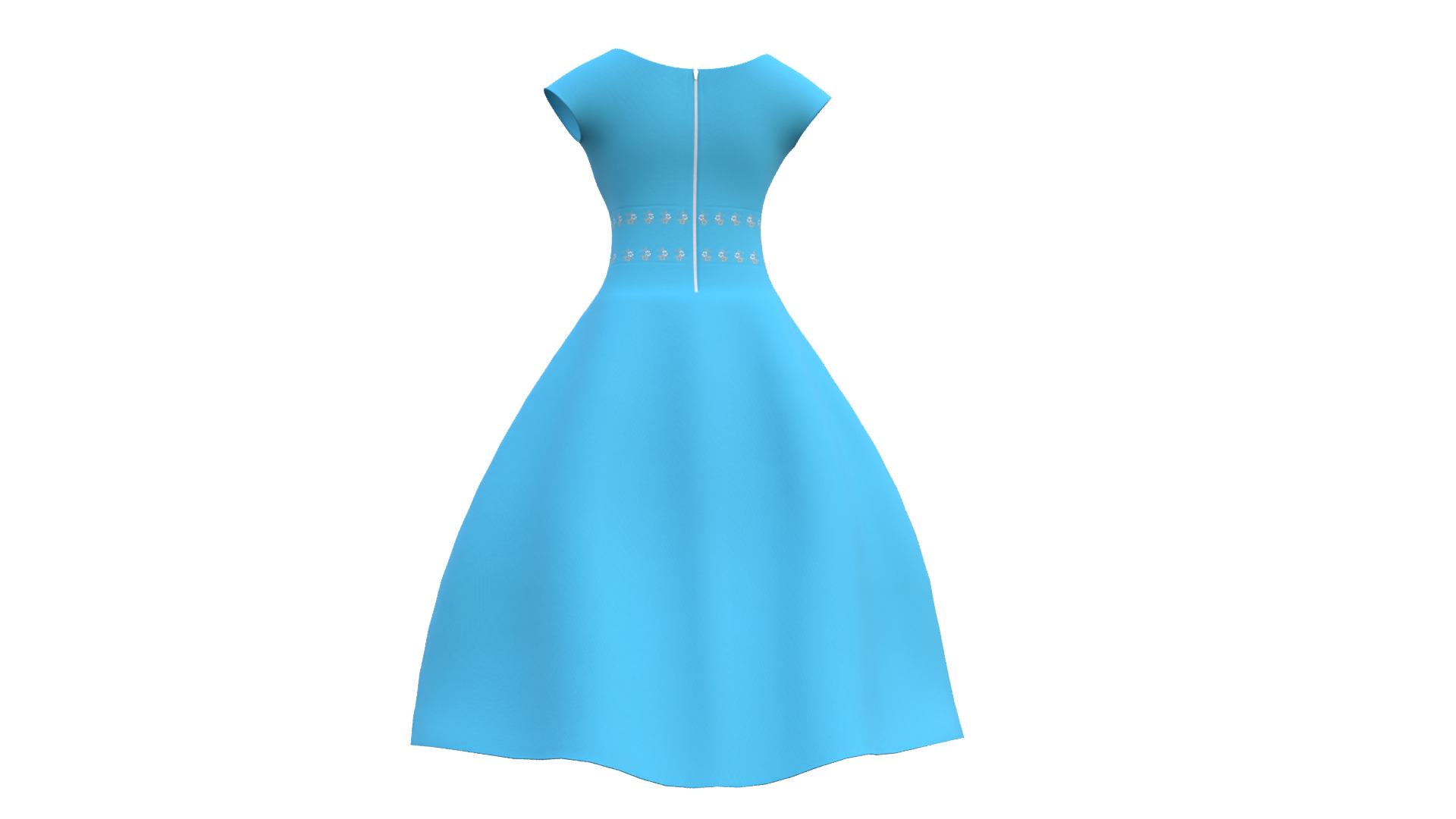 Low Poly Blue Vintage Dress Low-poly 3D model_29