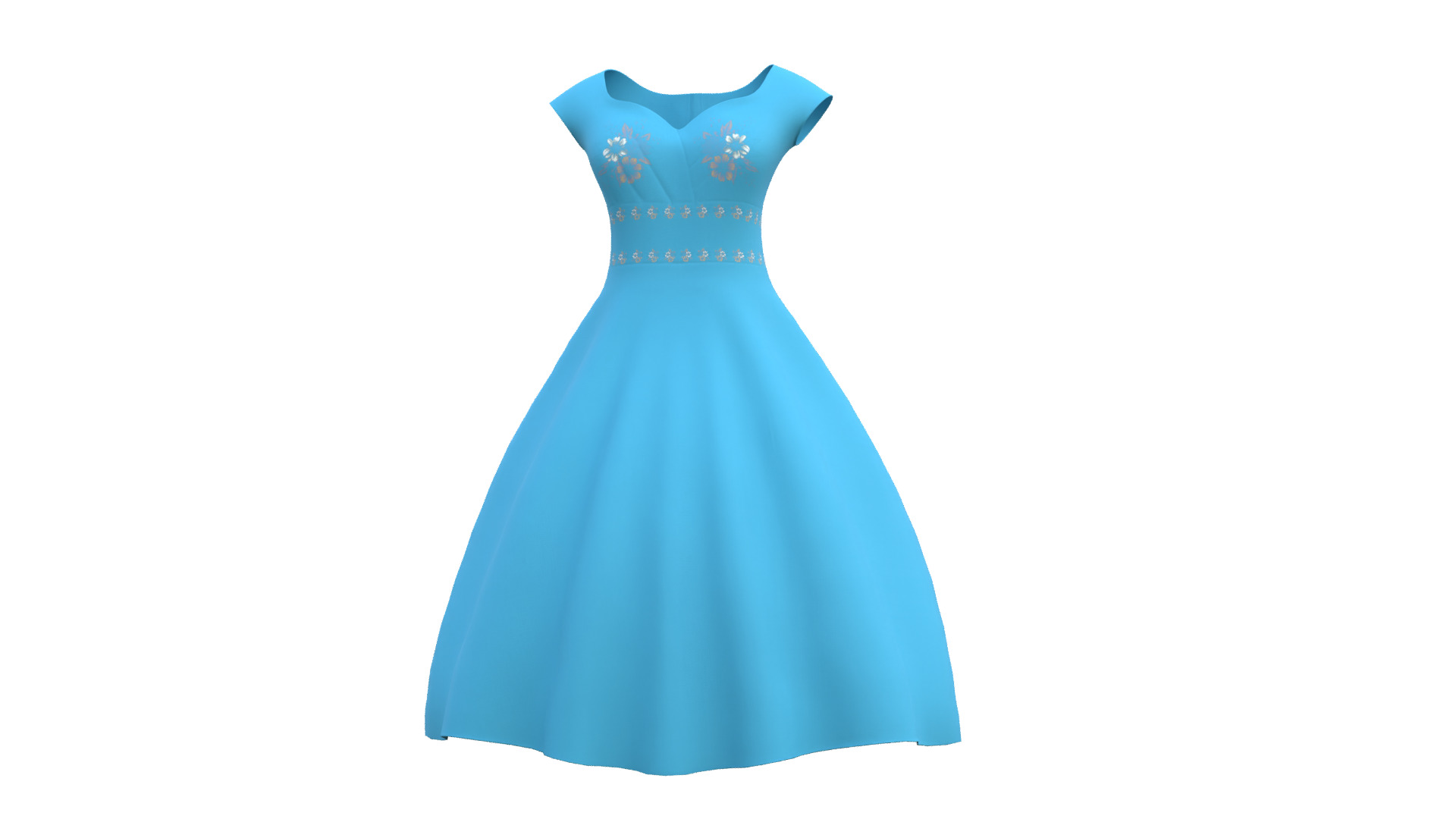 Low Poly Blue Vintage Dress Low-poly 3D model_45