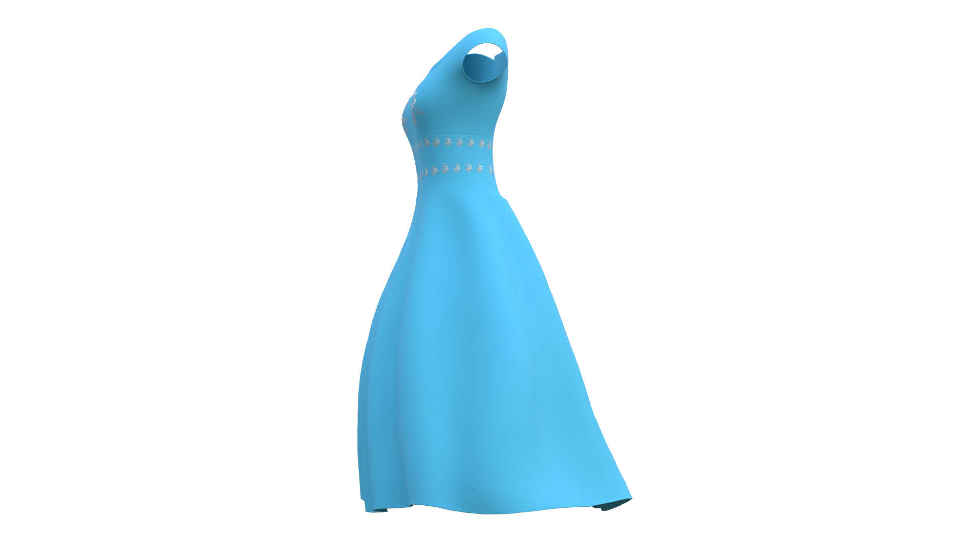 Low Poly Blue Vintage Dress Low-poly 3D model_38