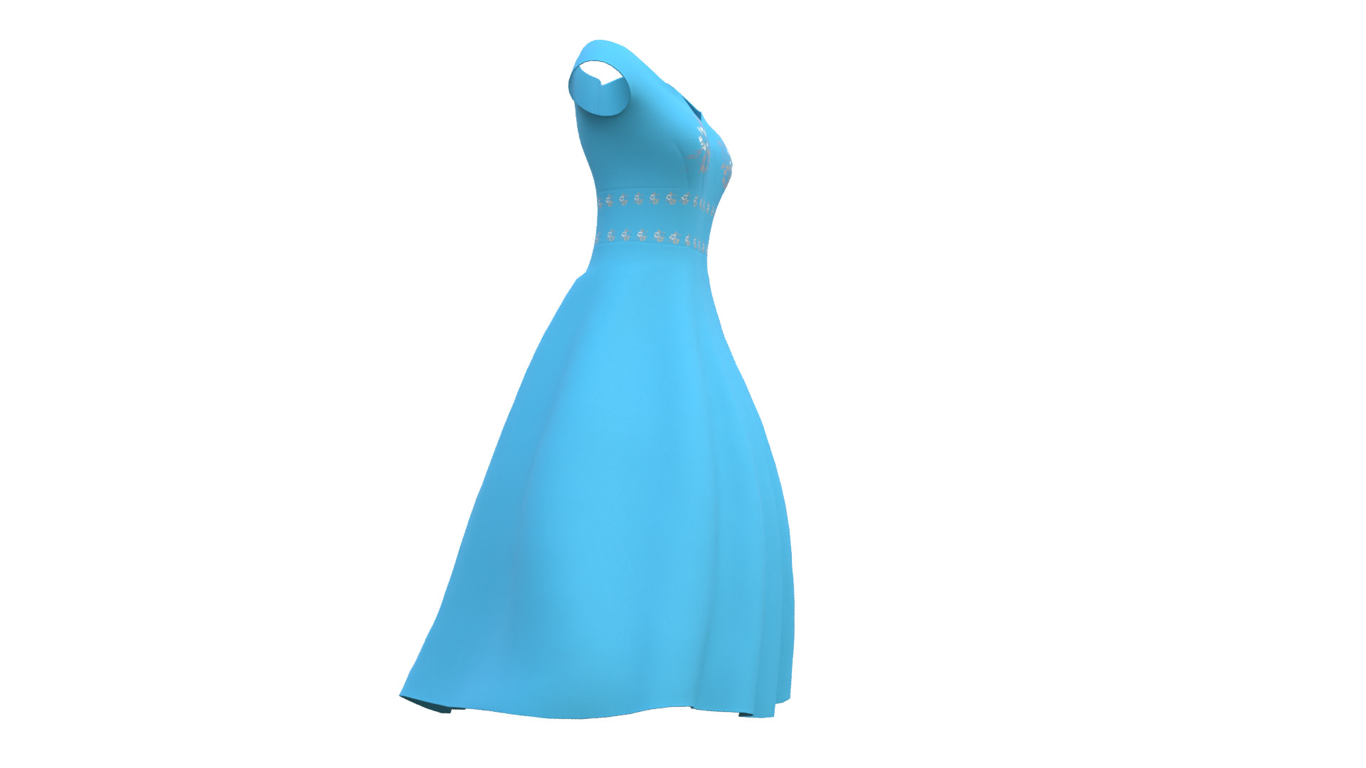 Low Poly Blue Vintage Dress Low-poly 3D model_18