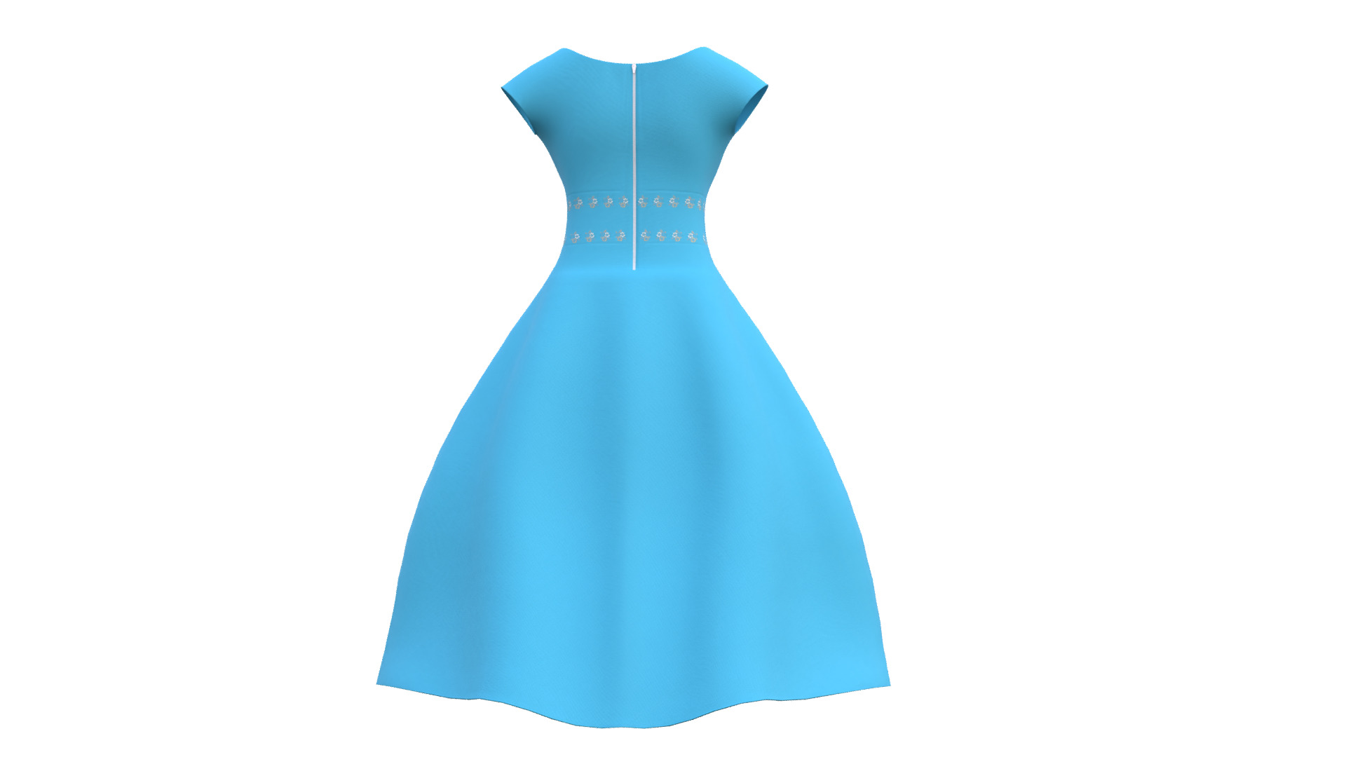 Low Poly Blue Vintage Dress Low-poly 3D model_28