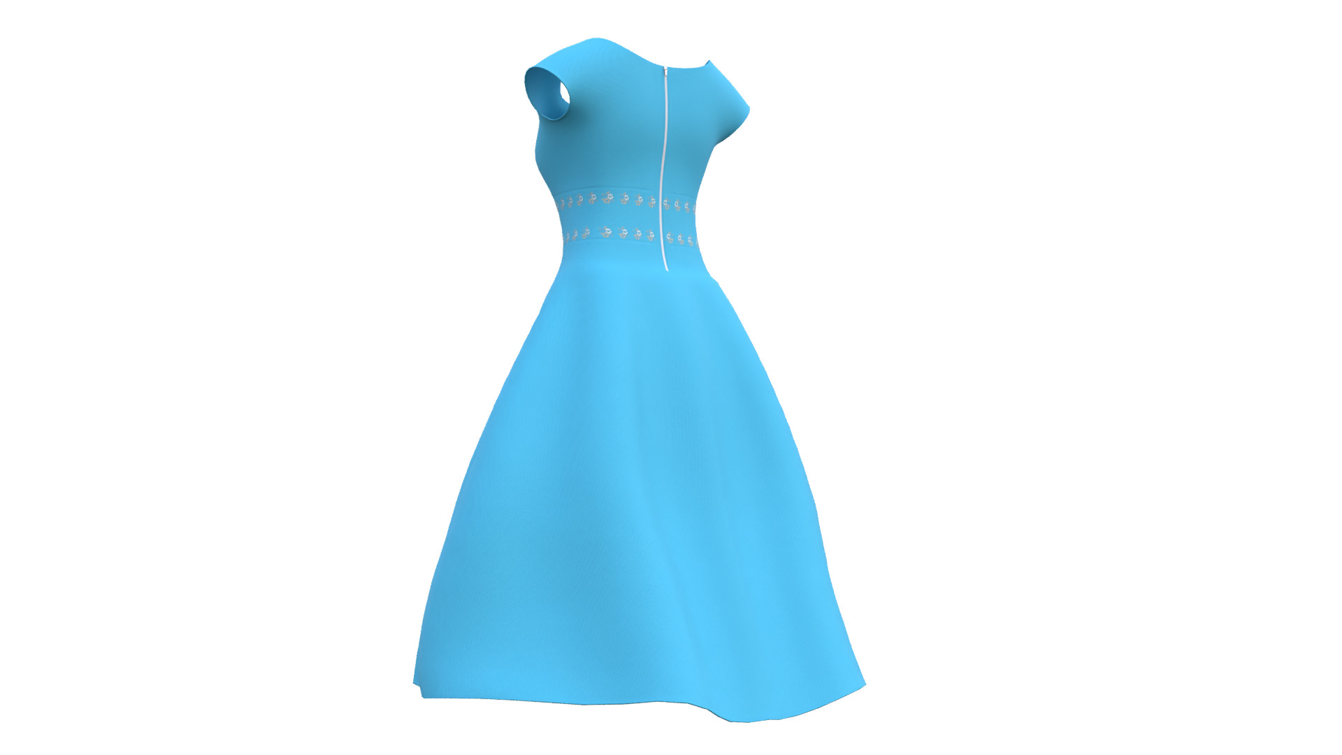Low Poly Blue Vintage Dress Low-poly 3D model_32