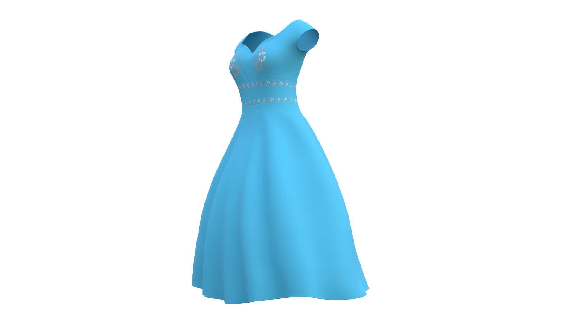 Low Poly Blue Vintage Dress Low-poly 3D model_41