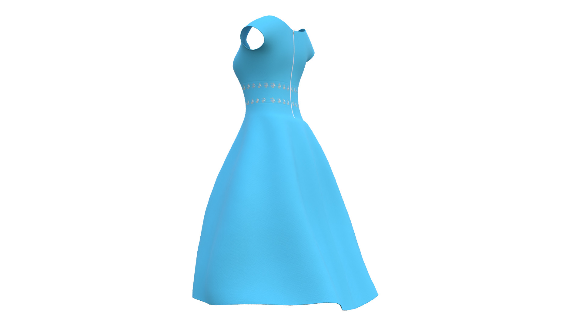 Low Poly Blue Vintage Dress Low-poly 3D model_34