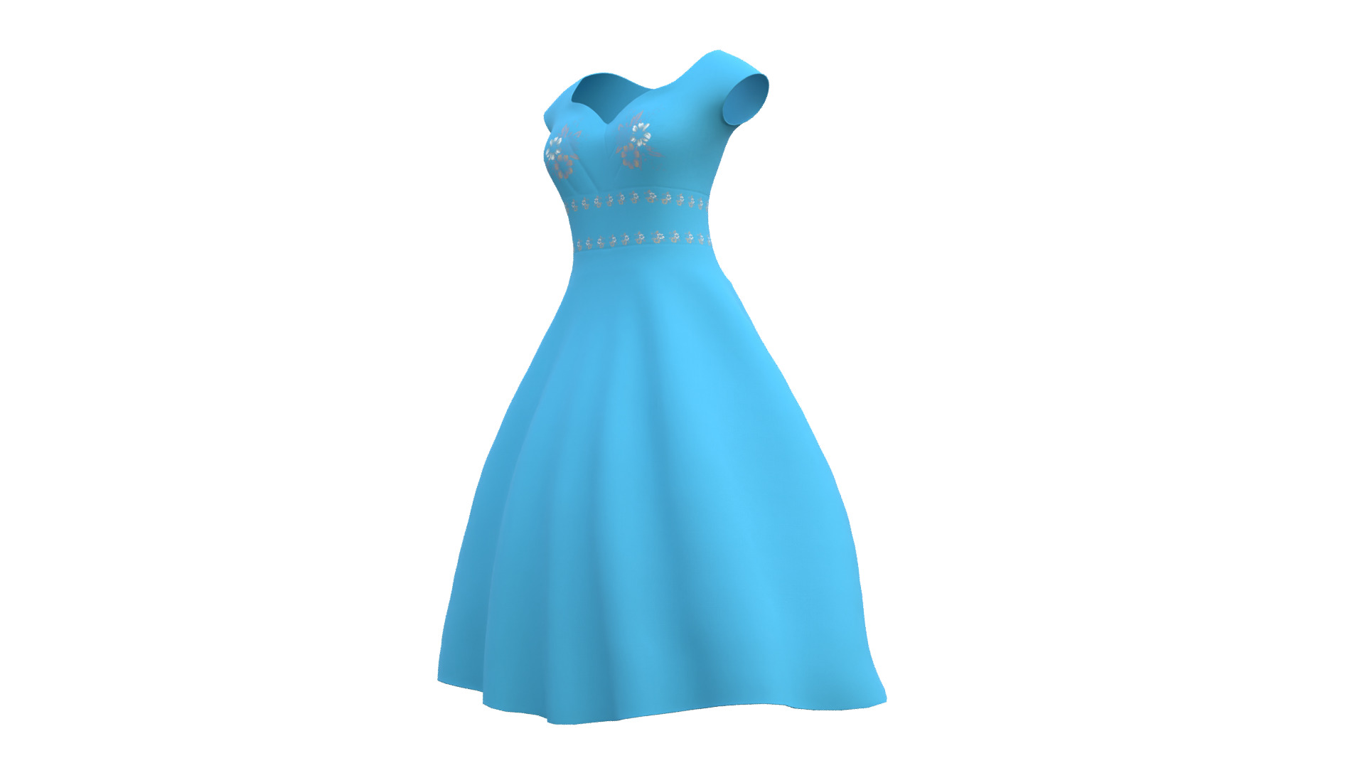 Low Poly Blue Vintage Dress Low-poly 3D model_42