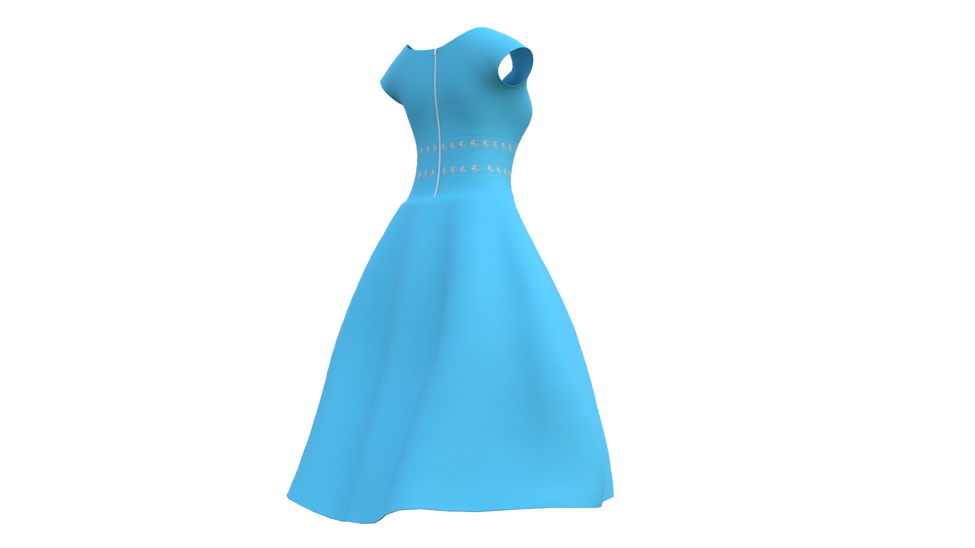 Low Poly Blue Vintage Dress Low-poly 3D model_24