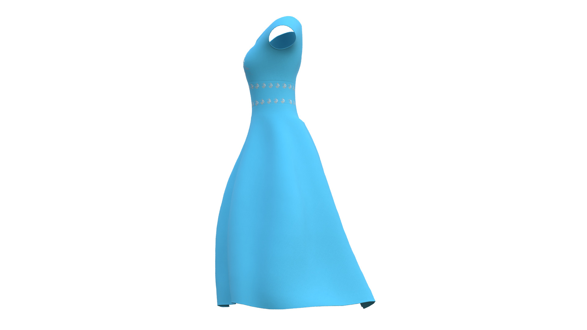 Low Poly Blue Vintage Dress Low-poly 3D model_37