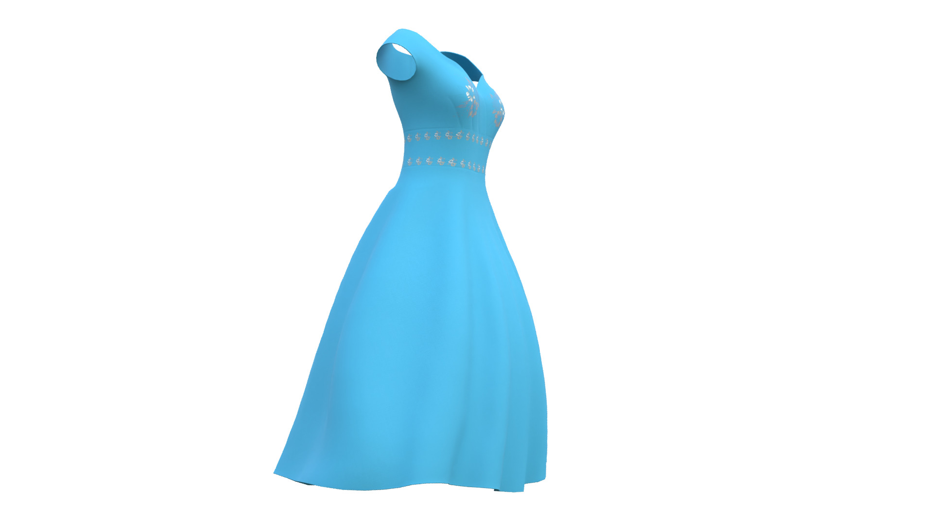 Low Poly Blue Vintage Dress Low-poly 3D model_17
