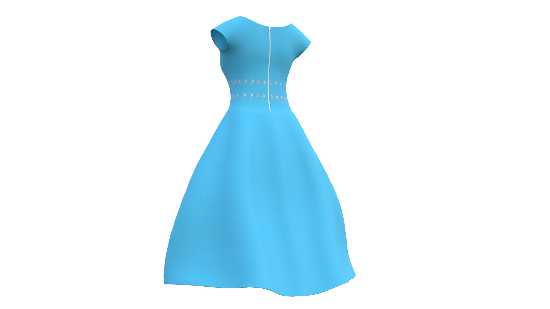 Low Poly Blue Vintage Dress Low-poly 3D model_31