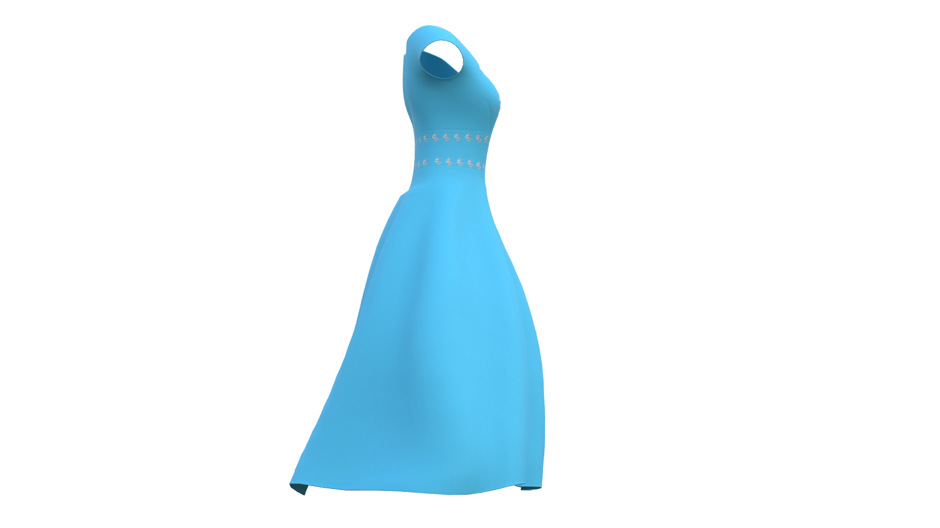 Low Poly Blue Vintage Dress Low-poly 3D model_20