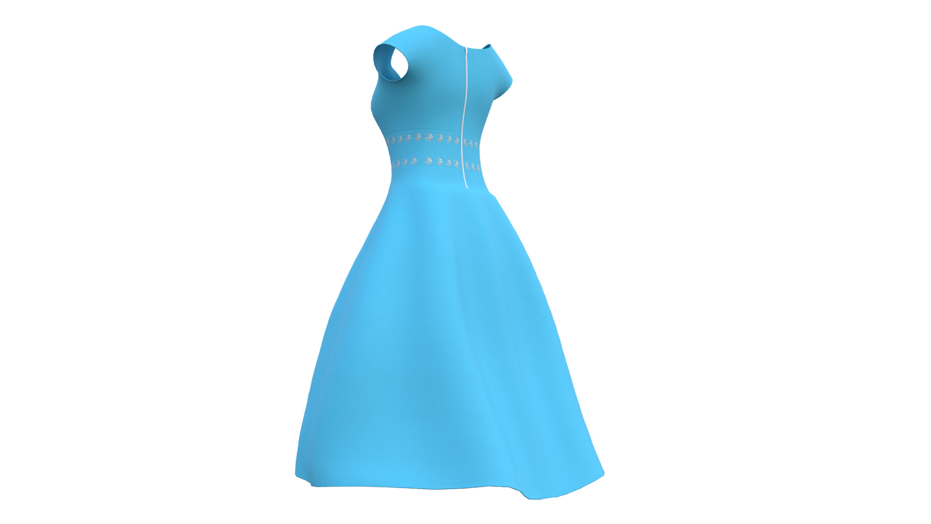 Low Poly Blue Vintage Dress Low-poly 3D model_33