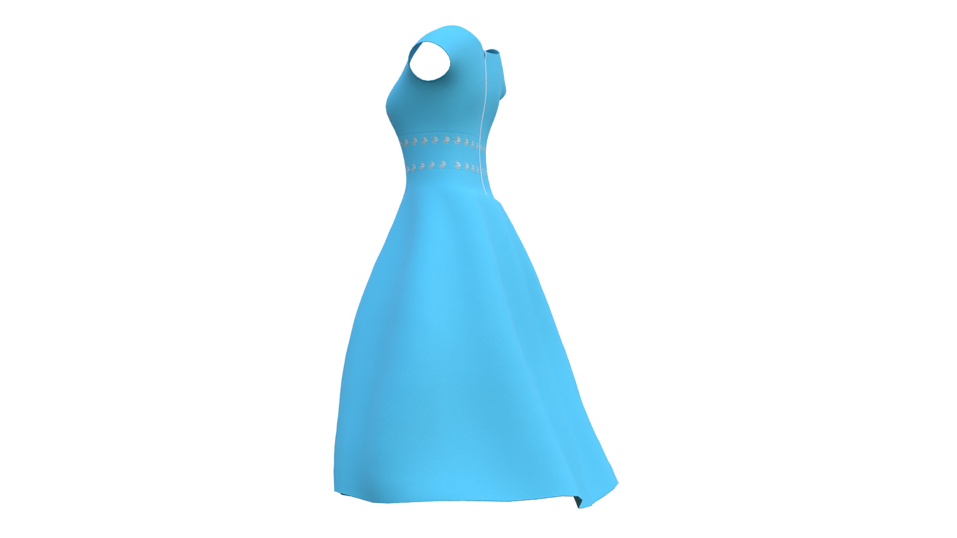 Low Poly Blue Vintage Dress Low-poly 3D model_35