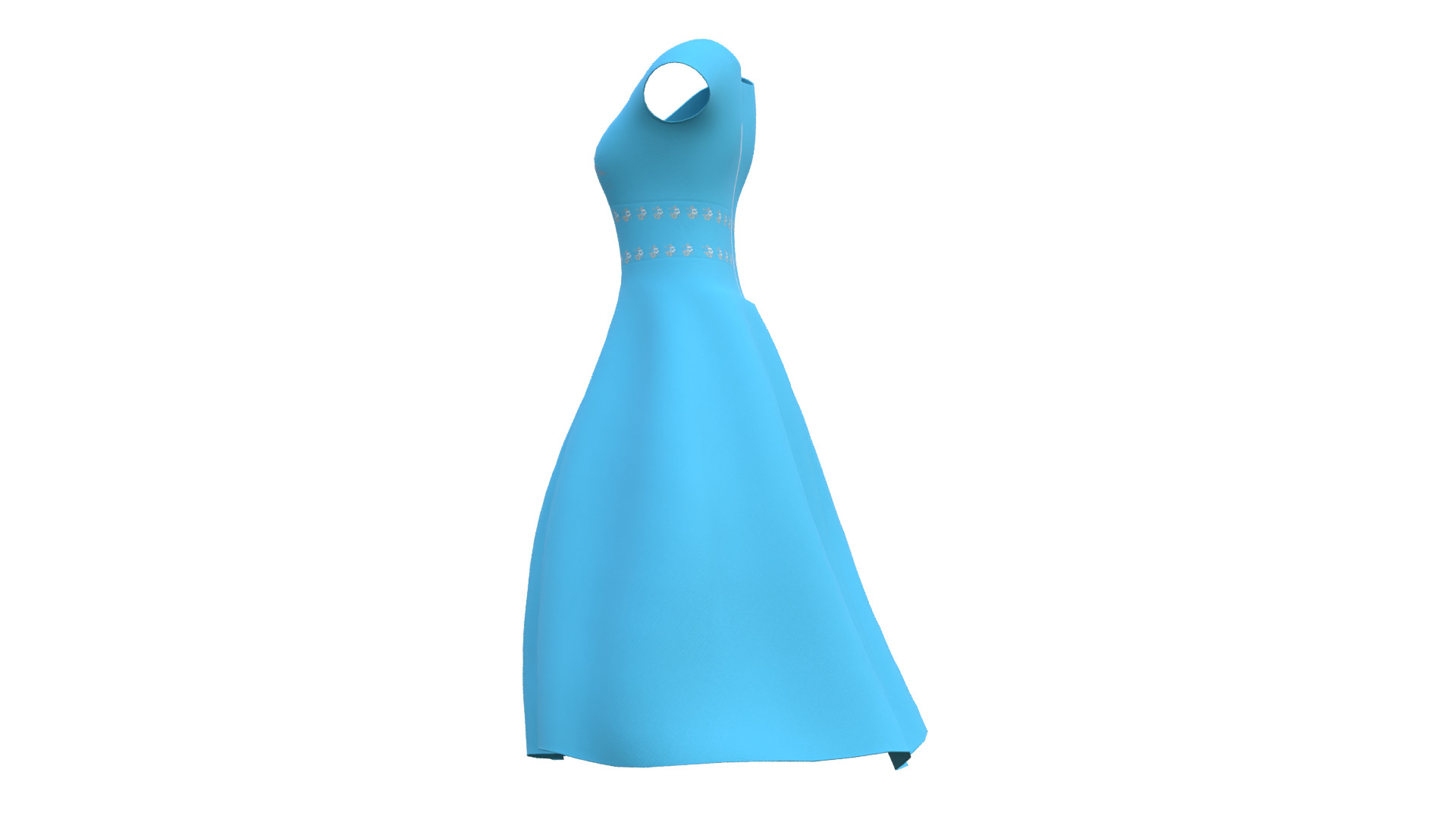 Low Poly Blue Vintage Dress Low-poly 3D model_36