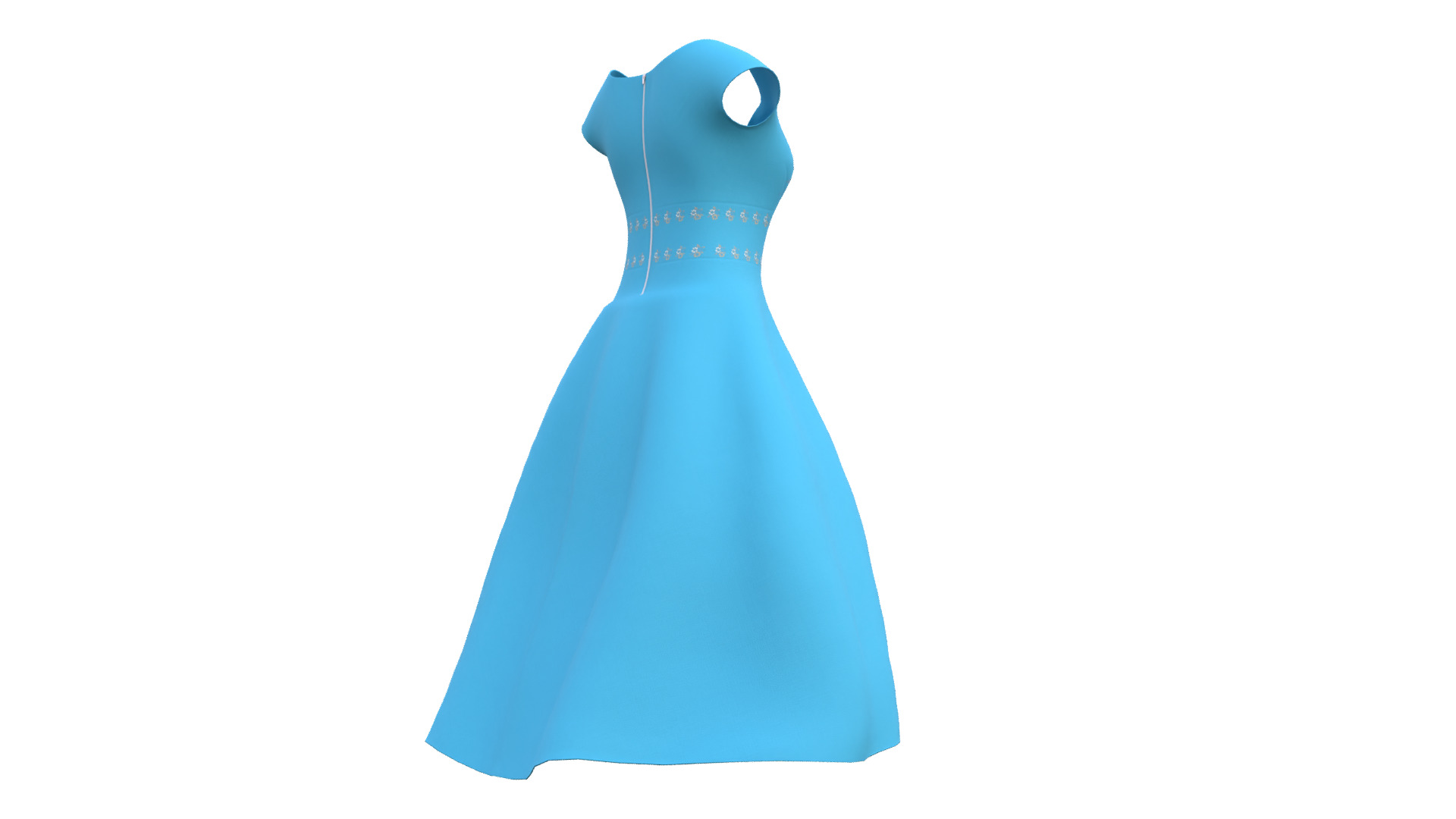 Low Poly Blue Vintage Dress Low-poly 3D model_23