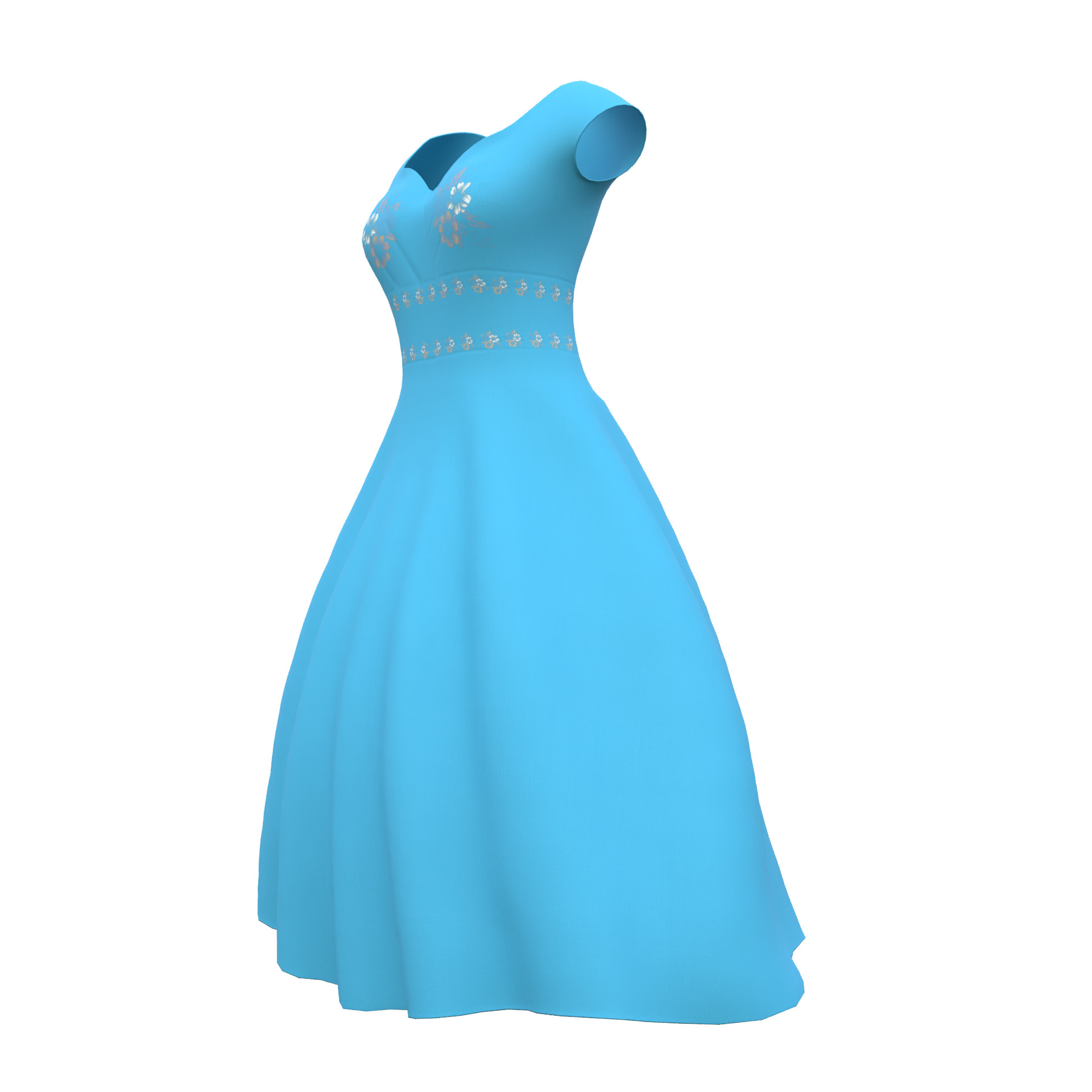 Low Poly Blue Vintage Dress Low-poly 3D model_2