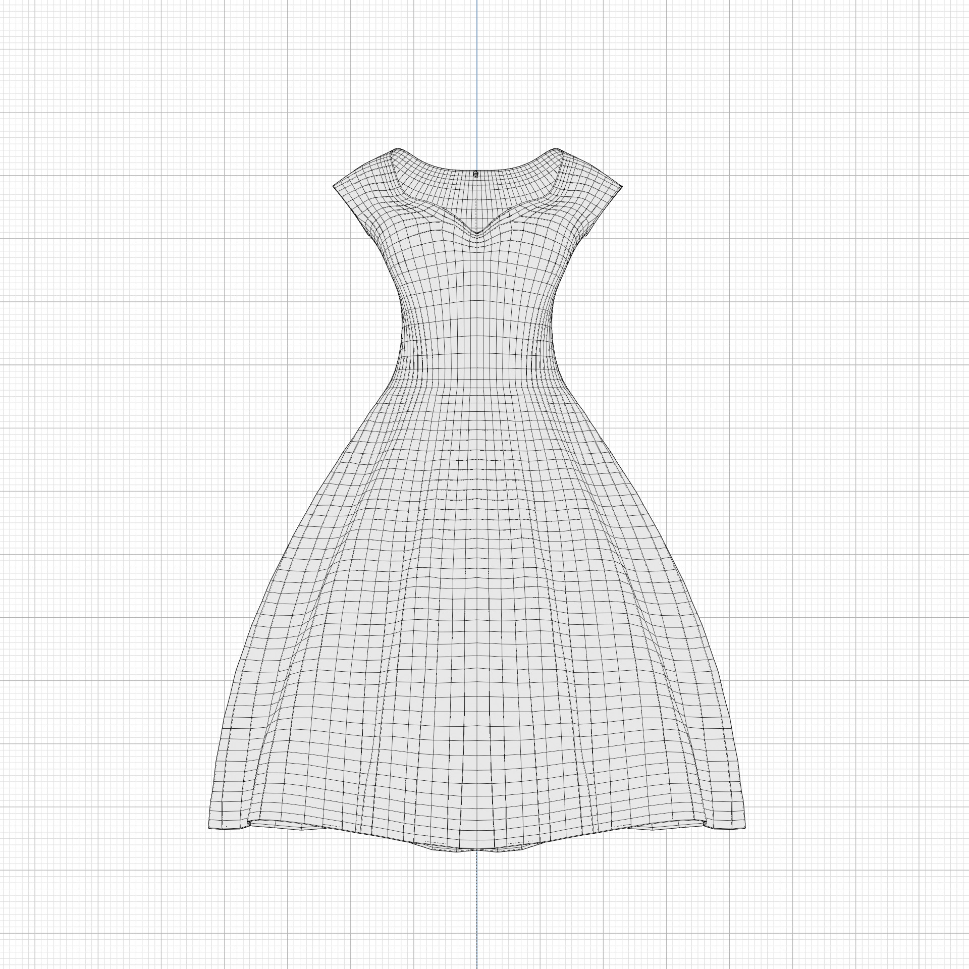 Low Poly Blue Vintage Dress Low-poly 3D model_7