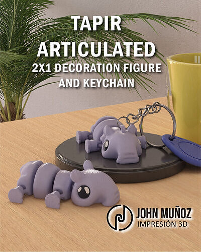 Tapir baby Articulated Version and Keychain 3D print model