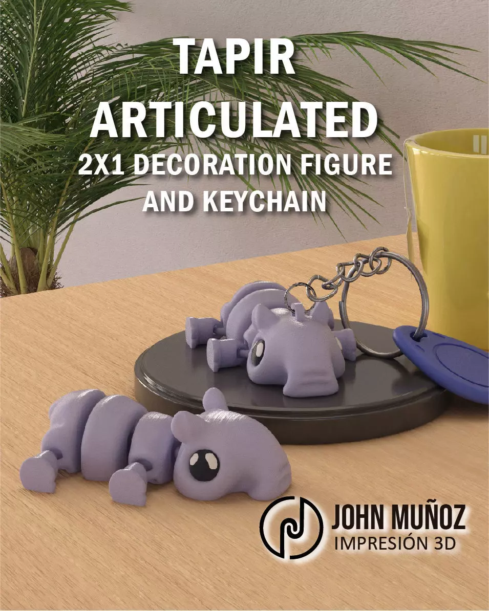 Tapir baby Articulated Version and Keychain 3D print model