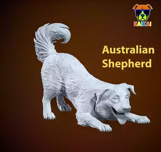 Australian Shepherd Dog - statue - 3D print