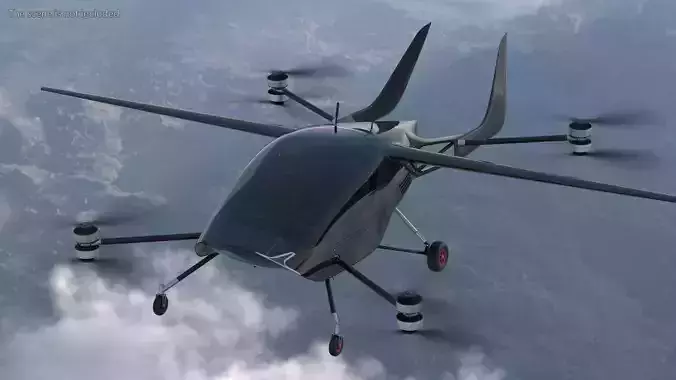 Air One Two Person eVTOL Air Vehicle Black 3D model