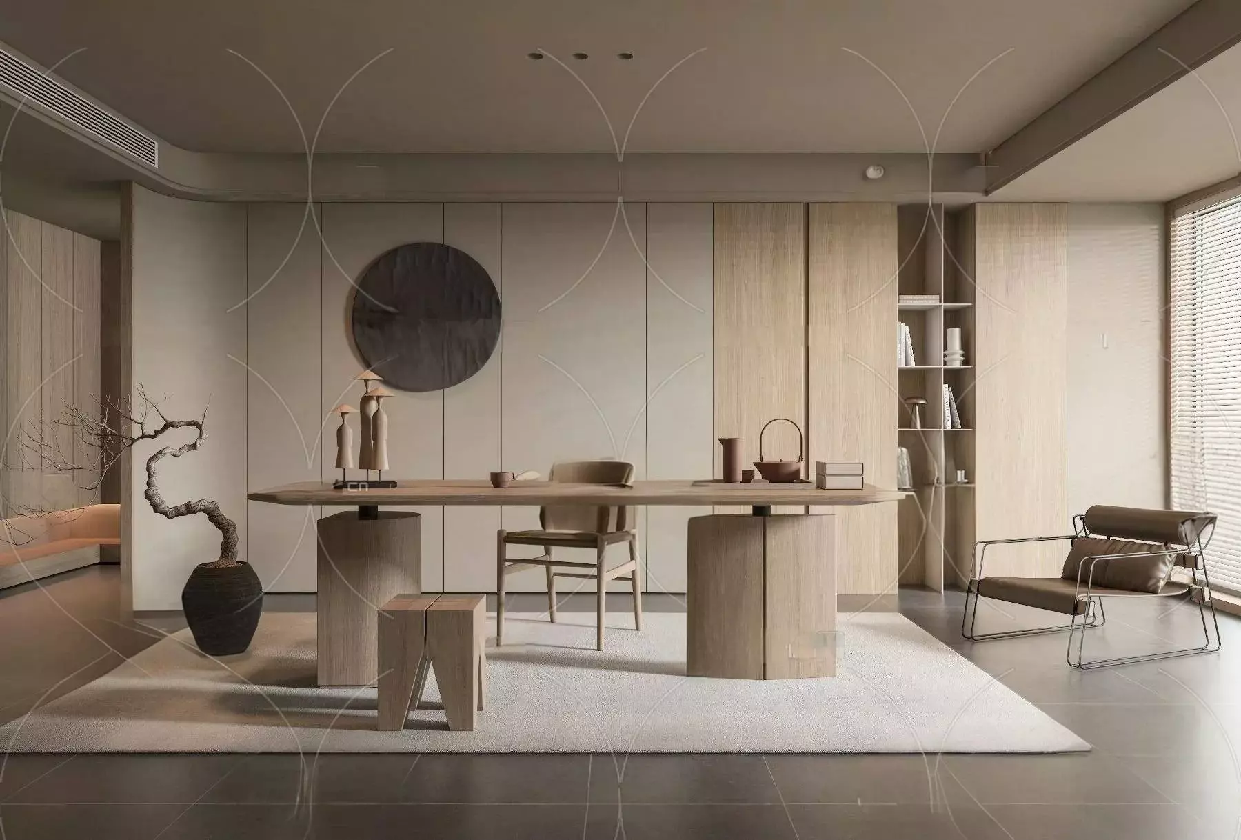 WABI SABI STYLE 3D Study Room Workplace 0024 3D model