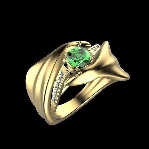 Snake gemstone ring STL 3D print model