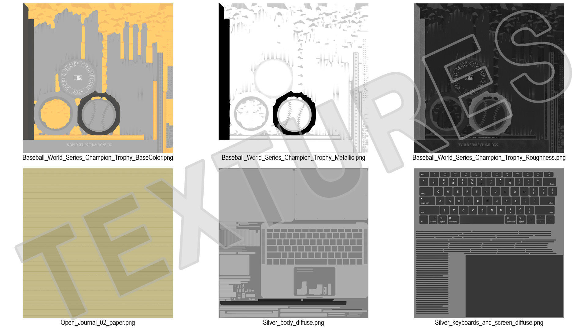 Baseball Modern Adjustable Desk with Laptop and Trophy 3D model_29