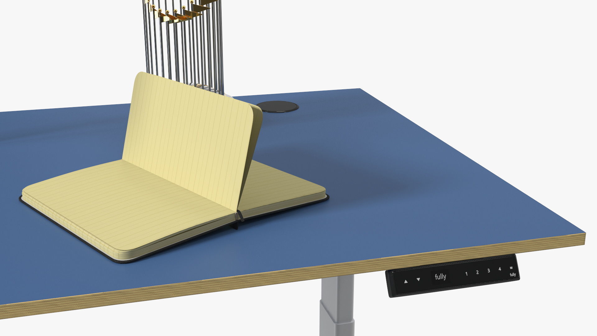 Baseball Modern Adjustable Desk with Laptop and Trophy 3D model_7