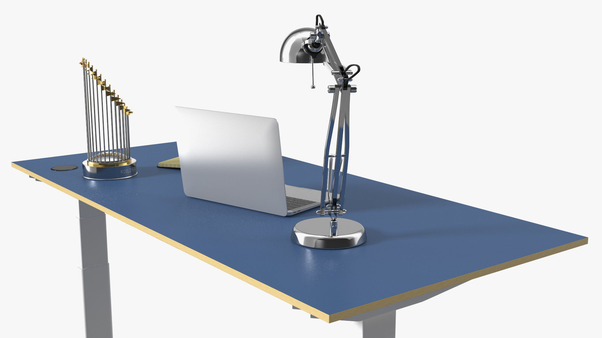 Baseball Modern Adjustable Desk with Laptop and Trophy 3D model_5