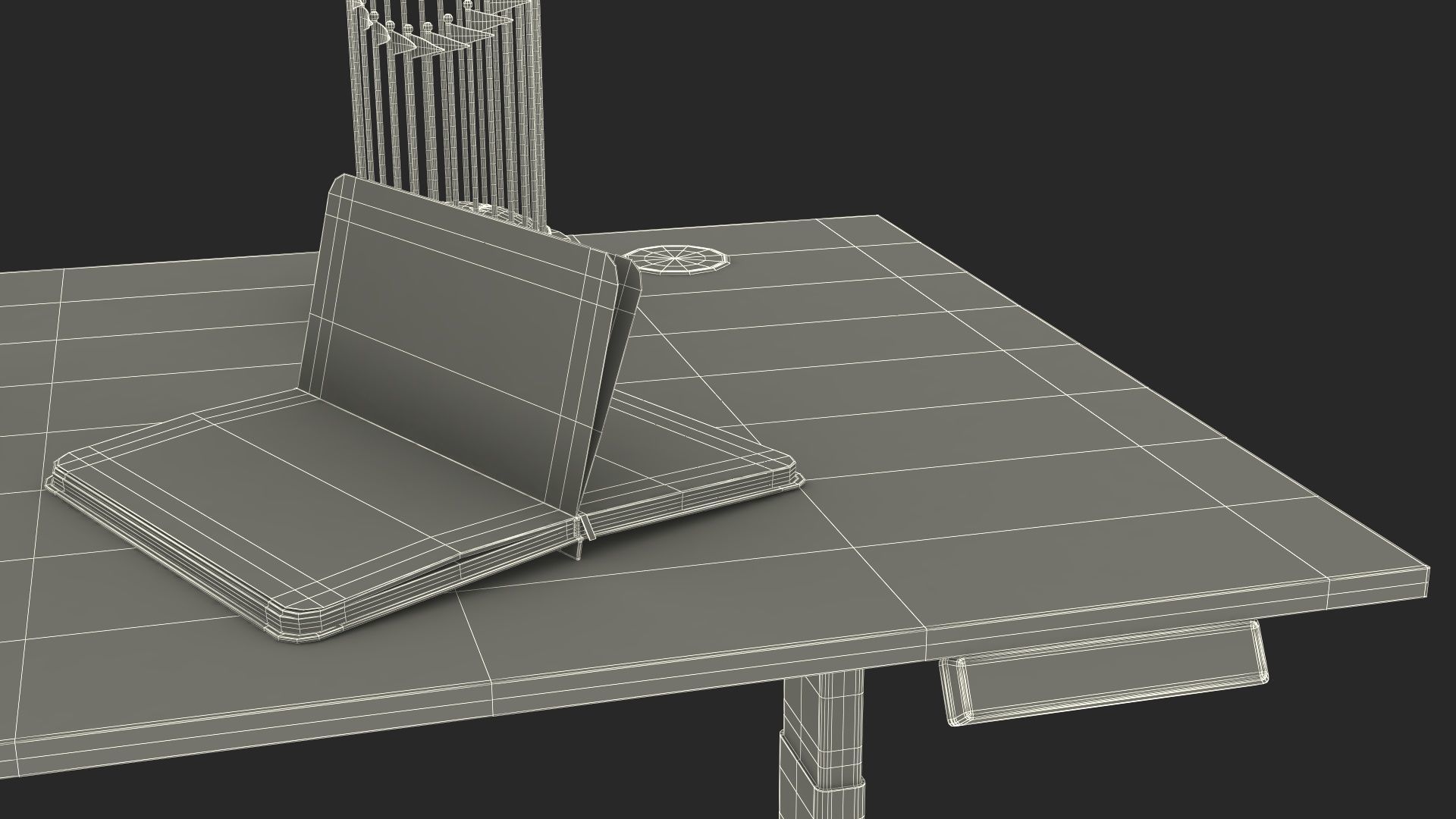 Baseball Modern Adjustable Desk with Laptop and Trophy 3D model_38