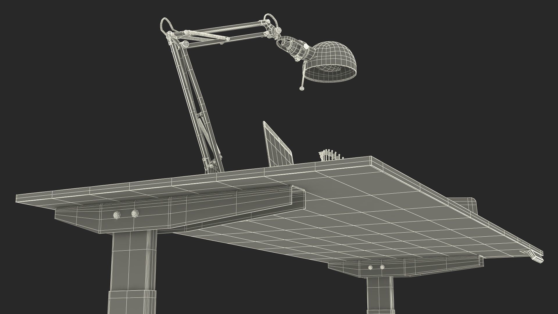 Baseball Modern Adjustable Desk with Laptop and Trophy 3D model_39