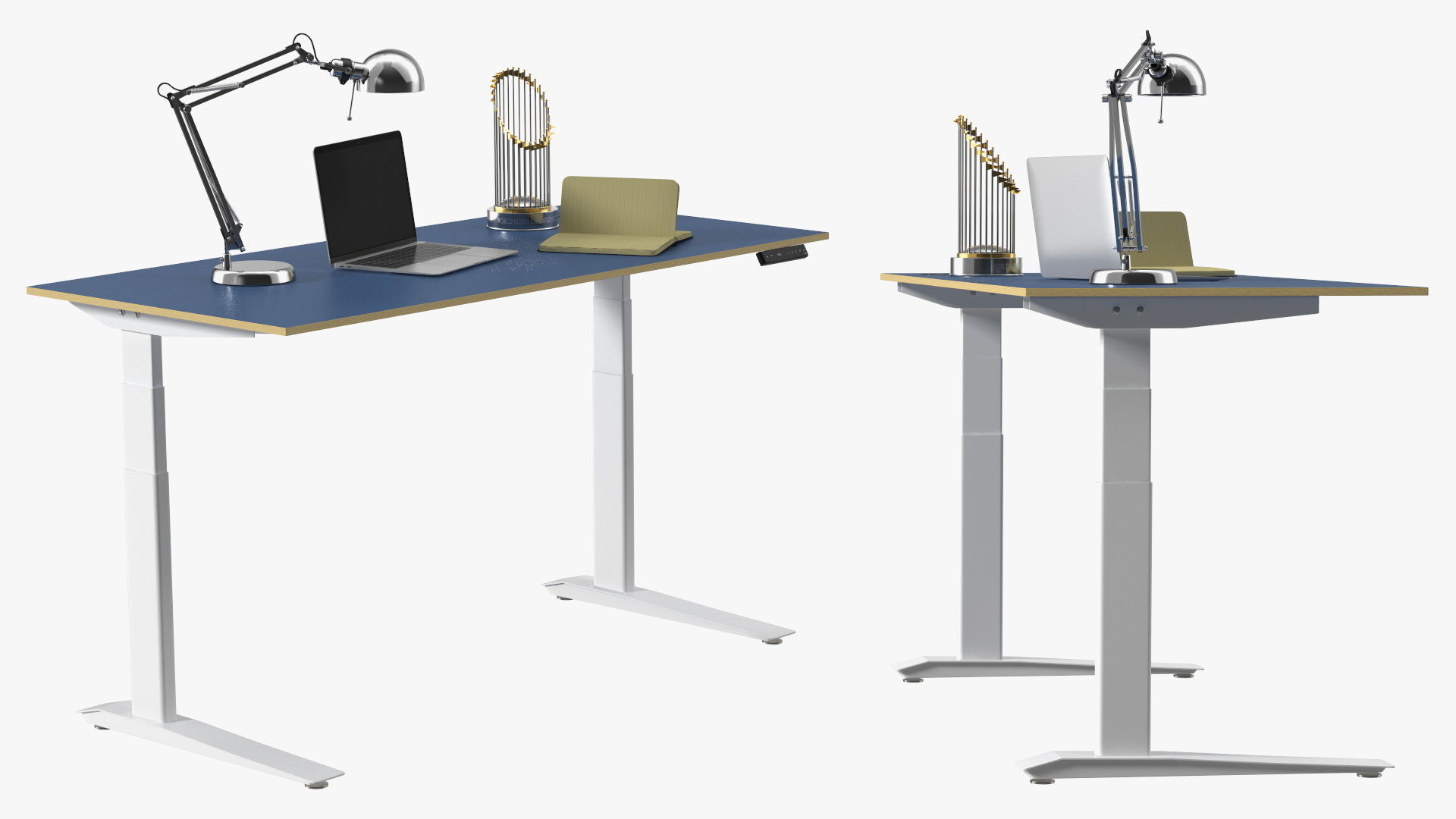 Baseball Modern Adjustable Desk with Laptop and Trophy 3D model_4