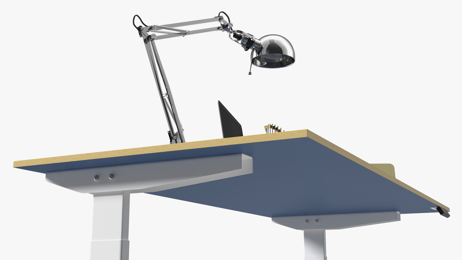 Baseball Modern Adjustable Desk with Laptop and Trophy 3D model_8