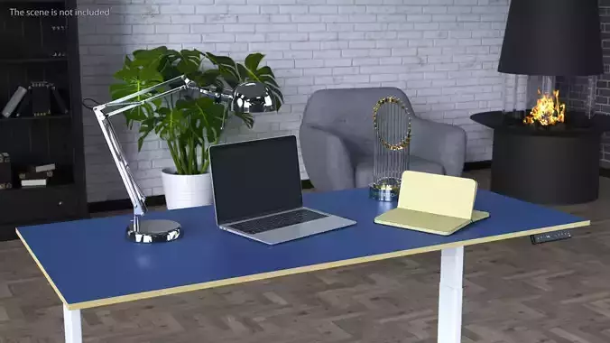 Baseball Modern Adjustable Desk with Laptop and Trophy