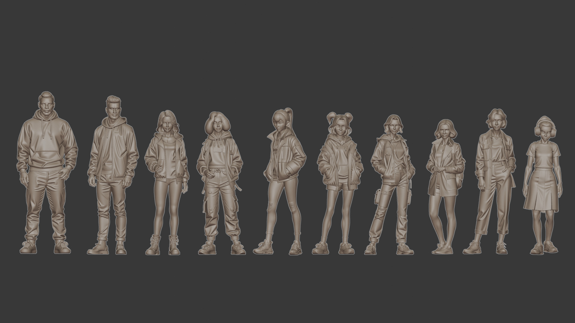 100 Plus Human Megapack diorama figure 3D print model_1